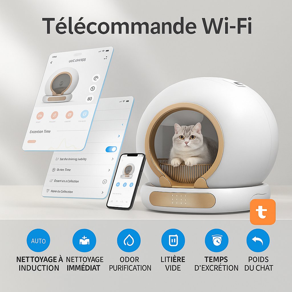 PRÉCOMMANDE - Litière Autonettoyante Premium - Anti-Odeur, ultra silencieuse & Contôle à distance - Felinky™